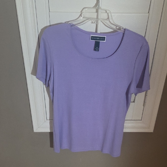 Karen Scott Tops - Karen Scott Women's Lavender Short Sleeve Top